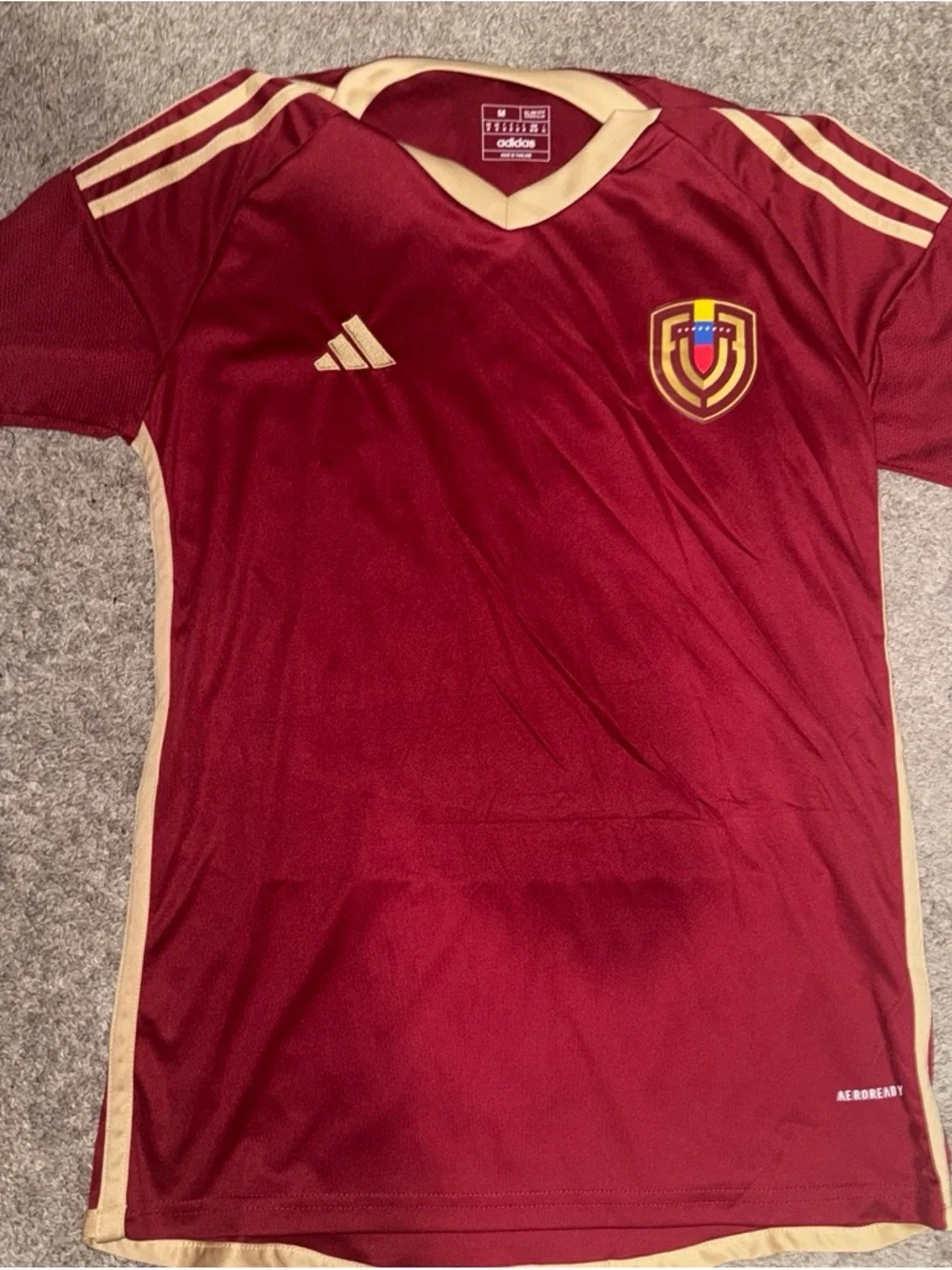 adidas Burgundy and Gold Short-Sleeve Soccer Jersey